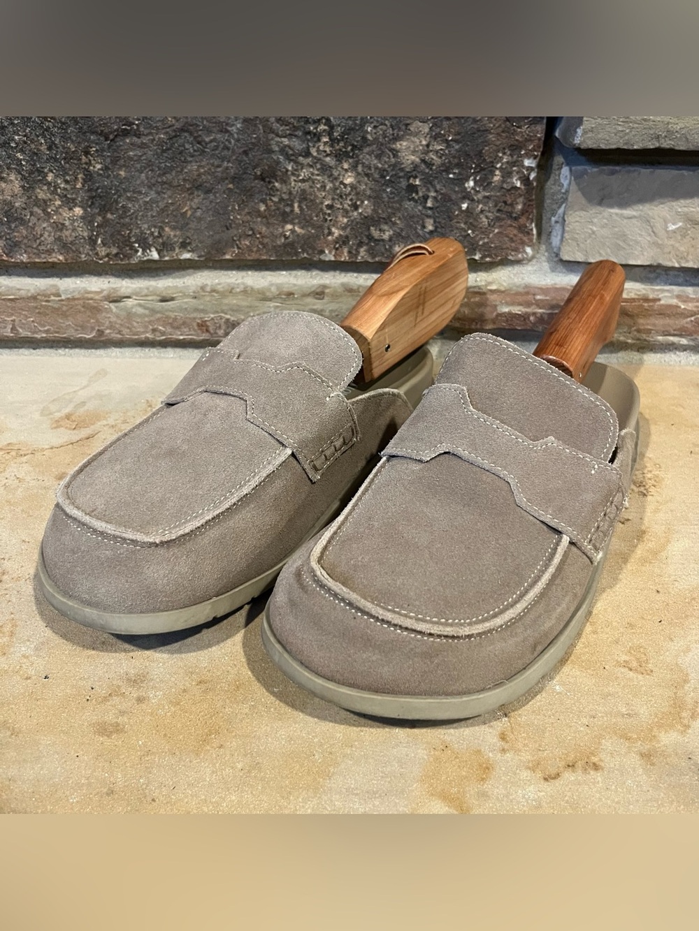 Project Cloud Foamy Suede Slip-On Mule Loafers in Taupe